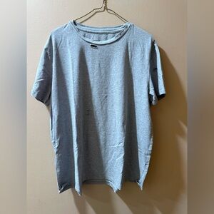 Ripped Gray Short Sleeve Tee Classic Crew Neck